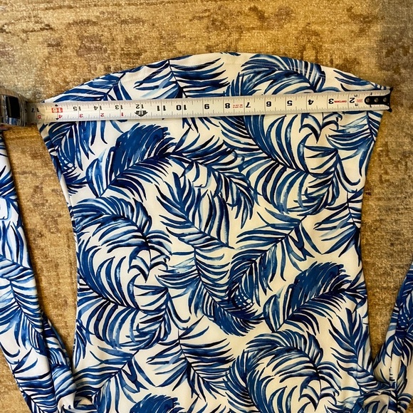 Tommy Bahama Blue and White Leaf Print Long Sleeve Zip Up XS - Picture 7 of 9